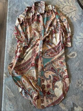 easel Paisley Maxi Dress in Teal, Cream & Burgundy